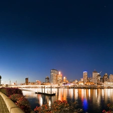 Australia, Night, River, Brisbane