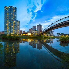 River, Houses, bridge