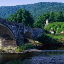 River, stone, bridge