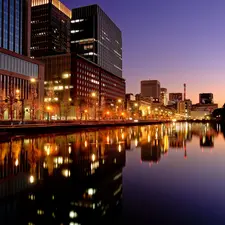 River, evening, Japan, Town, Tokio