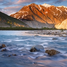 River, Stones, Mountains