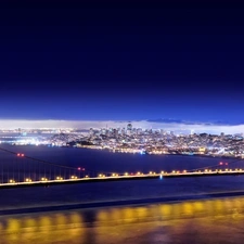 River, bridge, Town