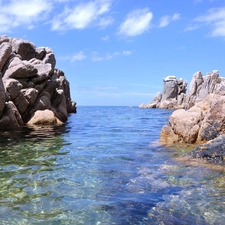 Rocks, sea, Cliffs