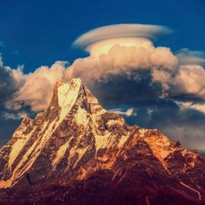 rocks, Sky, clouds