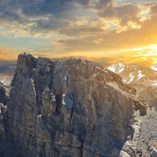 clouds, Great Sunsets, rocks