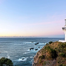 Lighthouse, sea, rocks, maritime