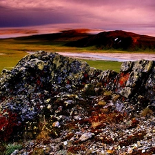 rocks, Mountains, Meadow