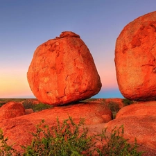 rocks, Sky, Red