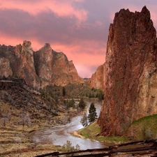 rocks, canyon, River