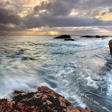 sea, rocks