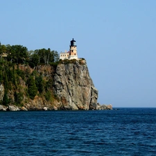 rocks, Lighthouses, sea