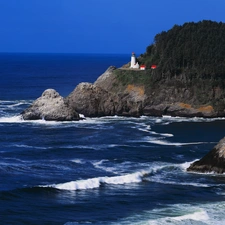 sea, maritime, rocks, Lighthouse