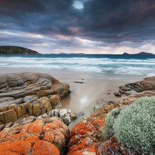 rocks, Sky, sea