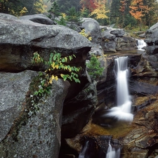 waterfall, rocks