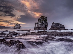 rocks, sea, Waves