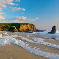 rocks, sea, Waves