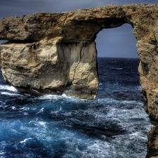 Rocks, sea, Waves