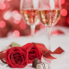 roses, Champagne, Valentine