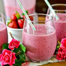 roses, cocktails, Strawberry