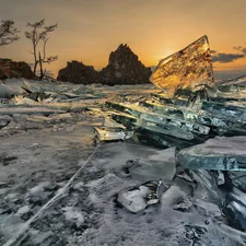 floe, winter, rocks, Russia, Icecream, Baikal Lake