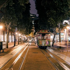 trams, Street, California, San Francisco, The United States