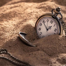 Watch, Sand, neck chain, time