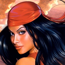 girl, red hot, scarf, Pirate