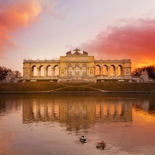 Schonbrunn, Park, sun, gloriette, west