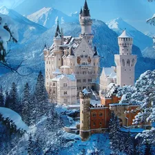 Neuschwanstein, winter, Schwangau, Germany, ##, Castle