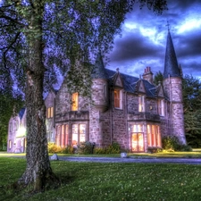 Scotland, Floodlit, Castle