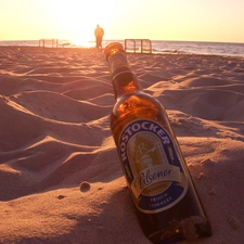 Bottle, Beaches, sea, beer