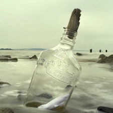 sea, Bottle, cork