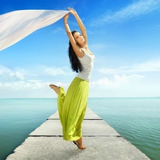 Dancing, Platform, sea, Women