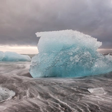 sea, mountains, Ice