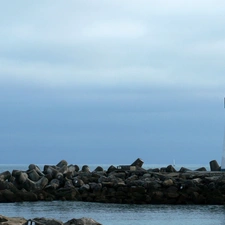 Lighthouse, breakwater, sea, maritime