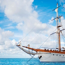 clouds, sailing vessel, sea