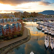 Town, Yachts, sea, port