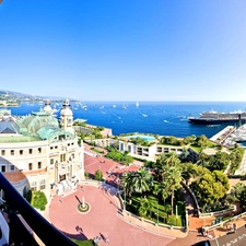 Town, buildings, Ship, port