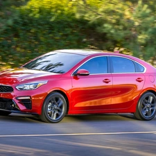 red hot, 2019, side, Kia Forte