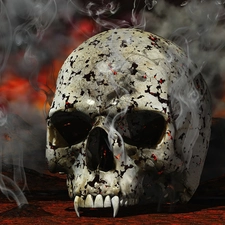 skull, graphics, smoke