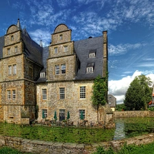 Castle, water, Sky, Restaurant