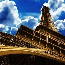 clouds, Eiffla Tower, Sky