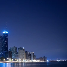 Sky, sea, Hotel hall, Night, block