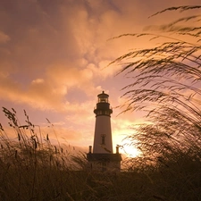 Lighthouse, Red, Sky, maritime