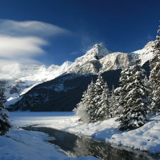 Sky, winter, Mountains