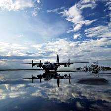 Airports, WET, Sky, reflection, Planes, CD