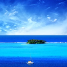 sea, bath-tub, Sky, Island