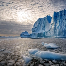 Sky, Ship, Ice, sea, mountains