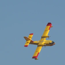 yellow, plane, Sky, Red