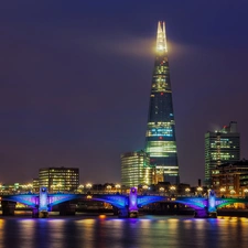 skyscrapers, London, thames, bridge, River